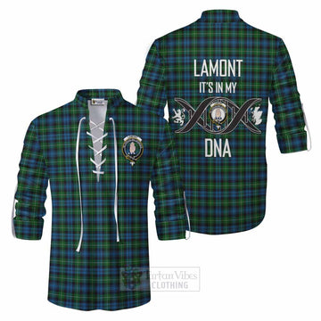 Tartan Vibes Clothing Lamont Tartan Ghillie Kilt Shirt with Family Crest DNA In Me Style
