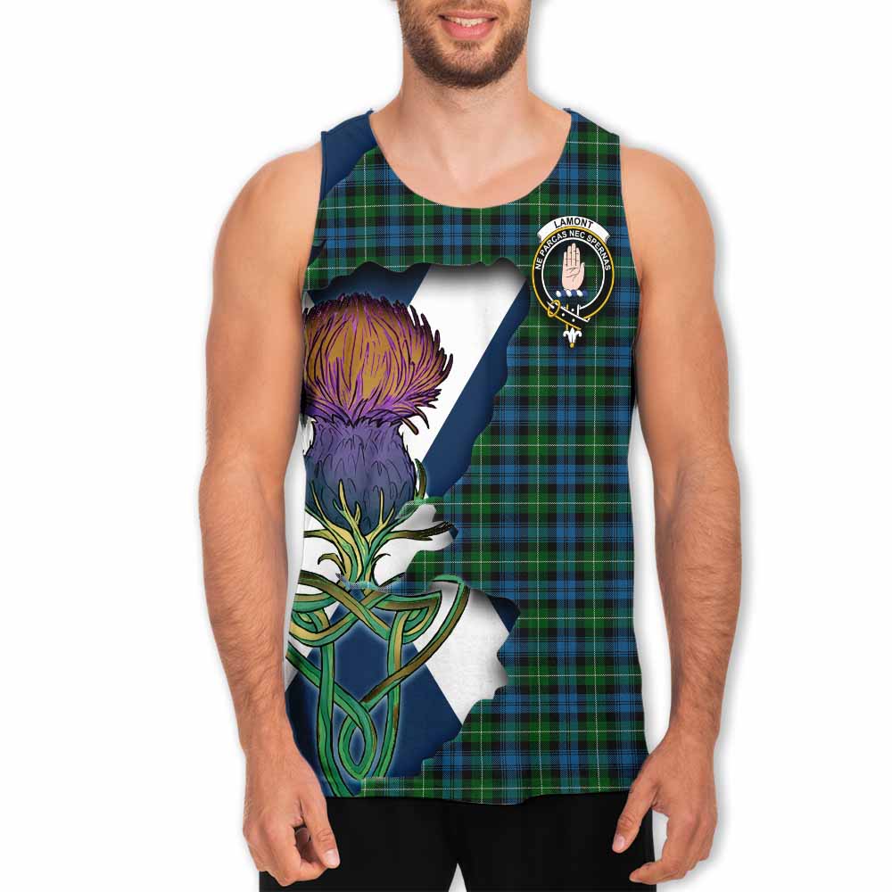 Tartan Vibes Clothing Lamont Tartan Family Crest Men's Tank Top Scottish Thistle Celtic Inspired