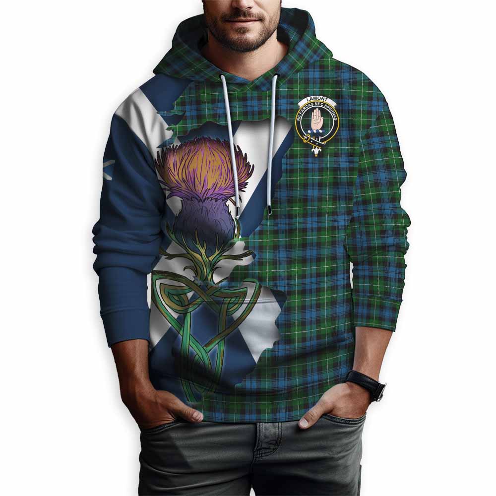 Tartan Vibes Clothing Lamont Tartan Family Crest Hoodie Scottish Thistle Celtic Inspired