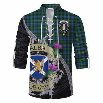 Tartan Vibes Clothing Lamont Tartan Family Crest Ghillie Kilt Shirt Lion Rampant Royal Thistle Shield Celtic Inspired