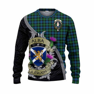 Tartan Vibes Clothing Lamont Tartan Family Crest Knitted Sweater Lion Rampant Royal Thistle Shield Celtic Inspired