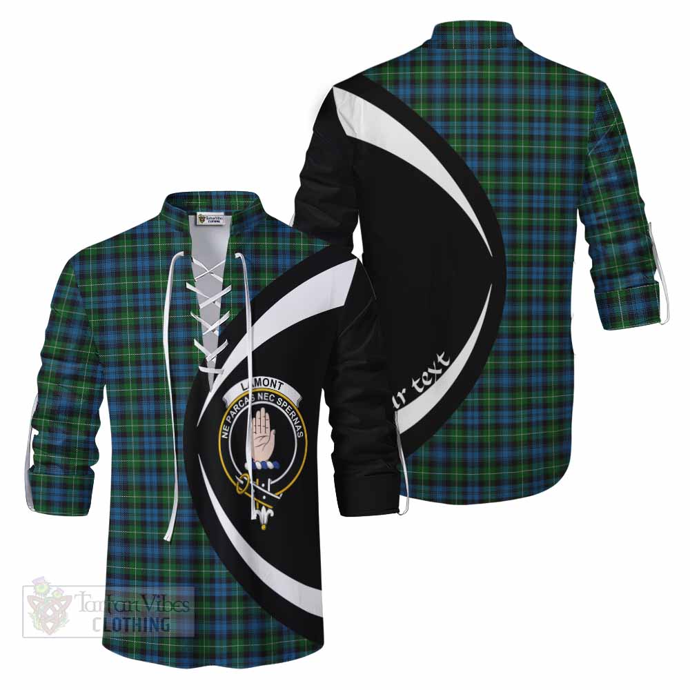 Tartan Vibes Clothing Lamont Tartan Ghillie Kilt Shirt with Family Crest Circle Style