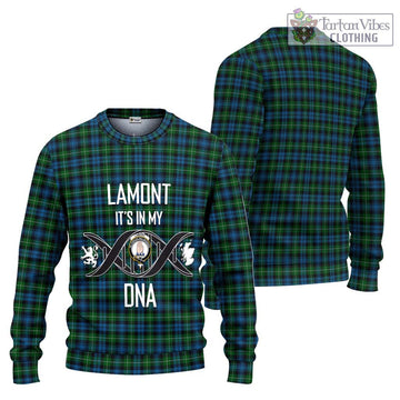 Lamont Tartan Knitted Sweater with Family Crest DNA In Me Style Unisex - Tartanvibesclothing Shop