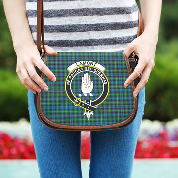 Lamont Tartan Saddle Bag with Family Crest