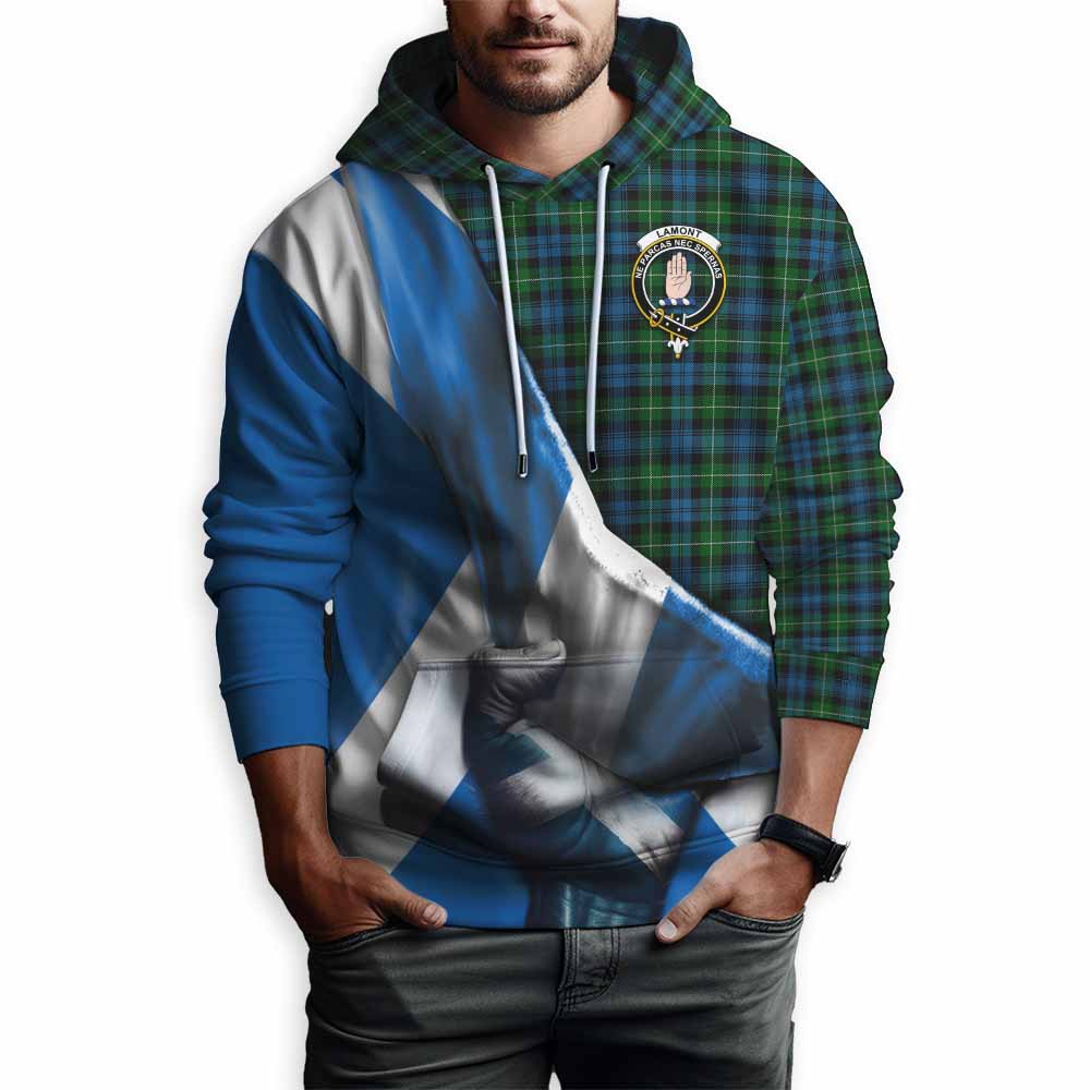 Tartan Vibes Clothing Lamont Tartan Hoodie with Family Crest Scotland Patriotic Style