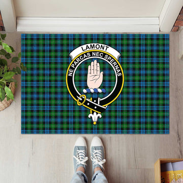 Lamont Tartan Rubber Doormat with Family Crest