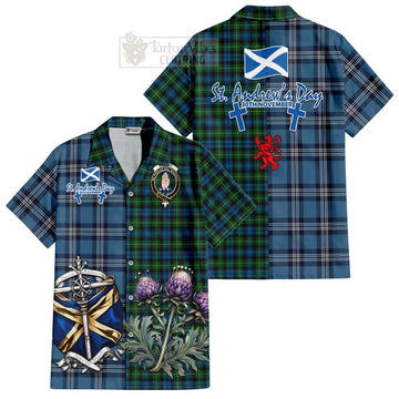 Lamont Tartan Hawaiian Shirt Happy St. Andrew's Day Half Tartan Style