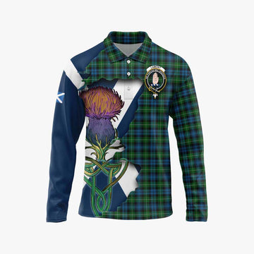 Tartan Vibes Clothing Lamont Tartan Family Crest Long Sleeve Polo Shirt Scottish Thistle Celtic Inspired