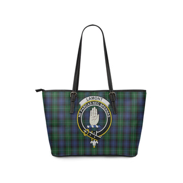 Lamont #2 Tartan Leather Tote Bag with Family Crest