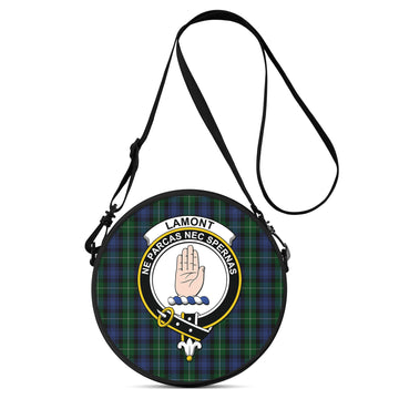 Lamont #2 Tartan Round Satchel Bags with Family Crest