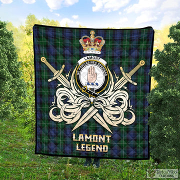 Lamont #2 Tartan Quilt with Clan Crest and the Golden Sword of Courageous Legacy