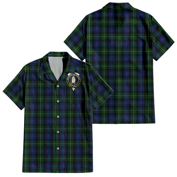 Lamont #2 Tartan Short Sleeve Button Down Shirt with Family Crest