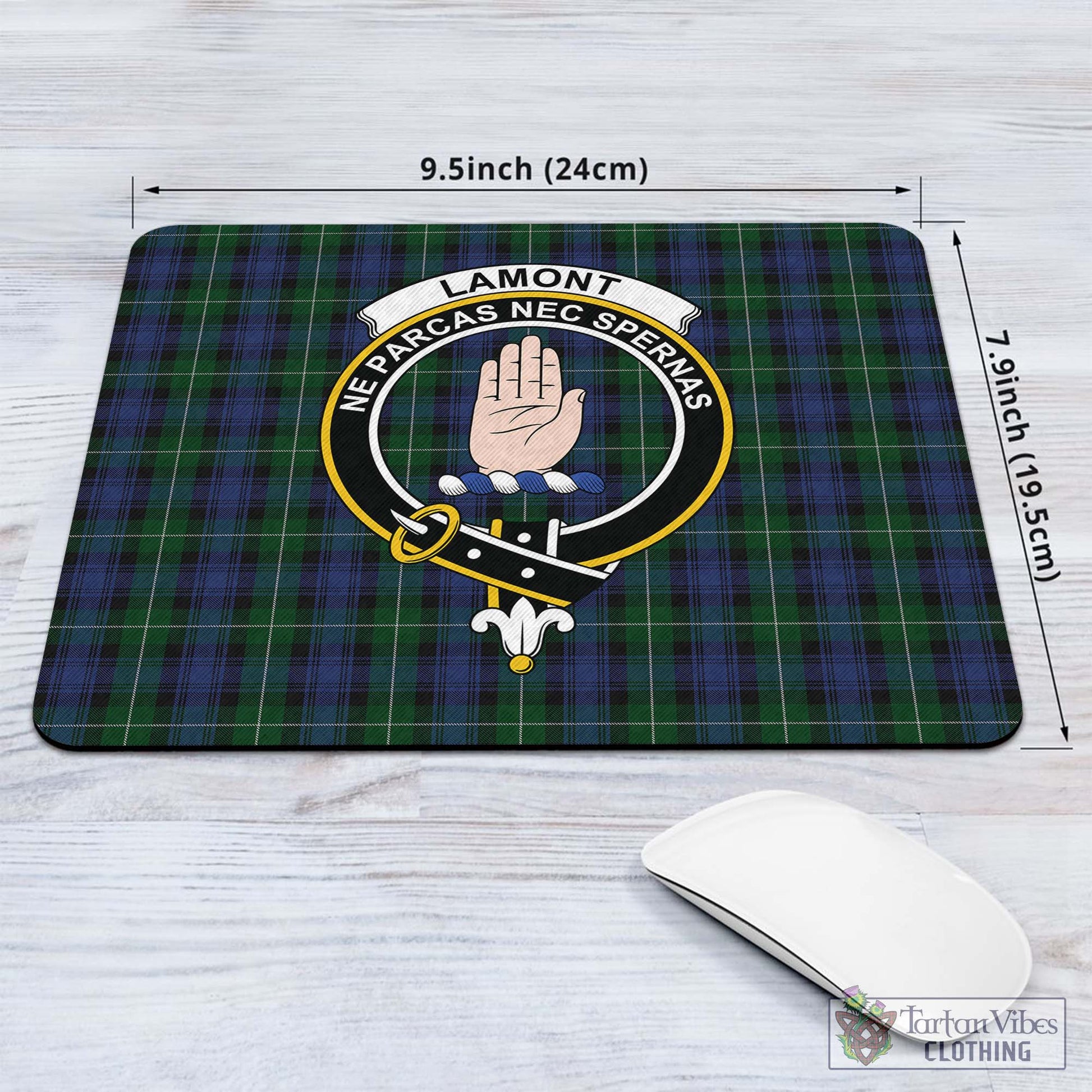 Tartan Vibes Clothing Lamont #2 Tartan Mouse Pad with Family Crest