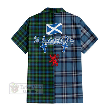 Lamont Tartan Hawaiian Shirt Happy St. Andrew's Day Half Tartan Style