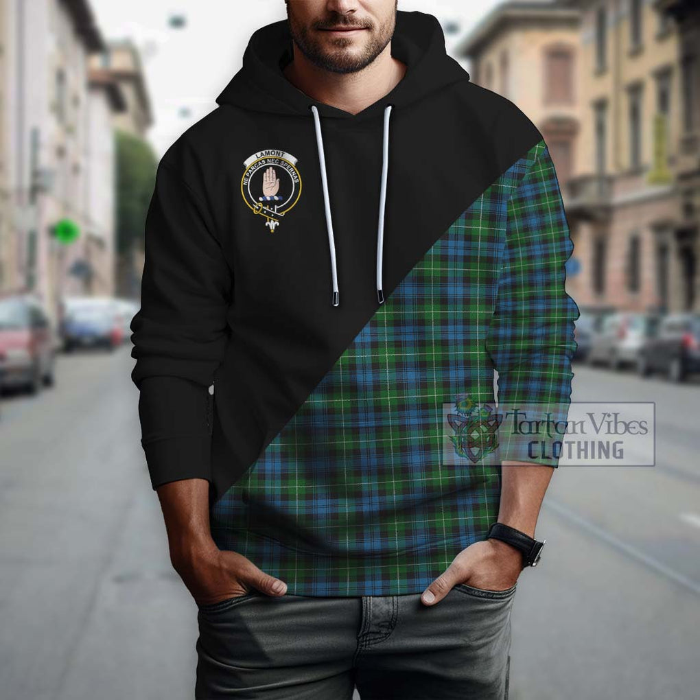 Lamont Tartan Hoodie with Family Crest and Military Logo Style - Tartanvibesclothing Shop