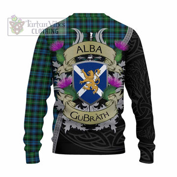 Tartan Vibes Clothing Lamont Tartan Family Crest Knitted Sweater Lion Rampant Royal Thistle Shield Celtic Inspired