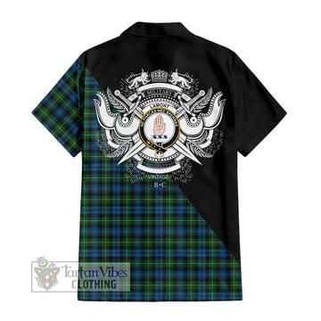 Lamont Tartan Hawaiian Shirt with Family Crest and Military Logo Style