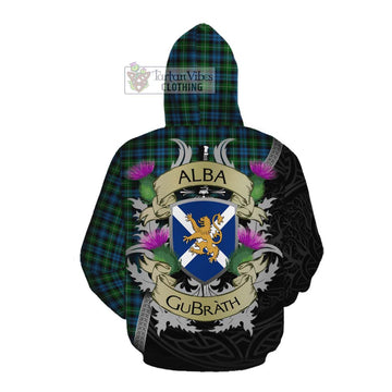 Tartan Vibes Clothing Lamont Tartan Family Crest Cotton Hoodie Lion Rampant Royal Thistle Shield Celtic Inspired