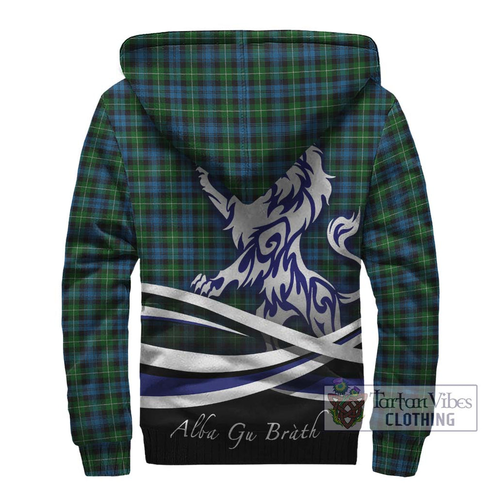 Lamont Tartan Sherpa Hoodie with Alba Gu Brath Regal Lion Emblem - Tartanvibesclothing Shop
