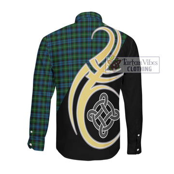 Lamont Tartan Long Sleeve Button Shirt with Family Crest and Celtic Symbol Style Men's Shirt - Tartan Vibes Clothing