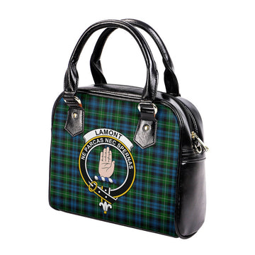 Lamont Tartan Shoulder Handbags with Family Crest