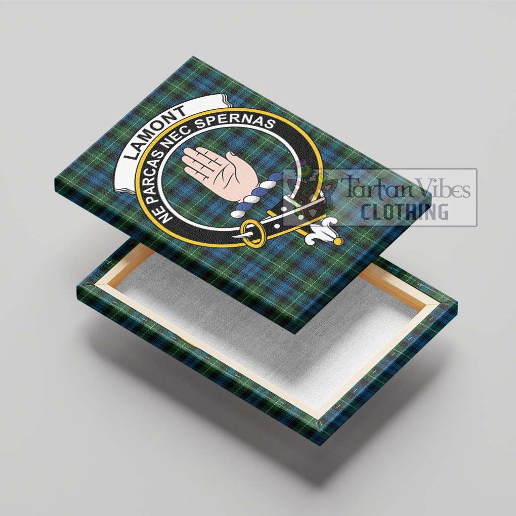 Lamont Tartan Canvas Print Wall Art with Family Crest - Tartan Vibes Clothing