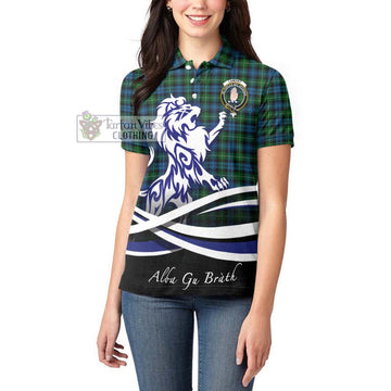 Lamont Tartan Women's Polo Shirt with Alba Gu Brath Regal Lion Emblem - Tartanvibesclothing Shop