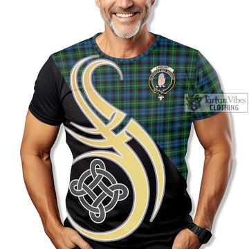Tartan Vibes Clothing Lamont Tartan T-Shirt with Family Crest and Celtic Symbol Style