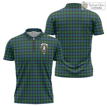Tartan Vibes Clothing Lamont Tartan Zipper Polo Shirt with Family Crest