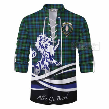 Tartan Vibes Clothing Lamont Tartan Ghillie Kilt Shirt with Alba Gu Brath Regal Lion Emblem