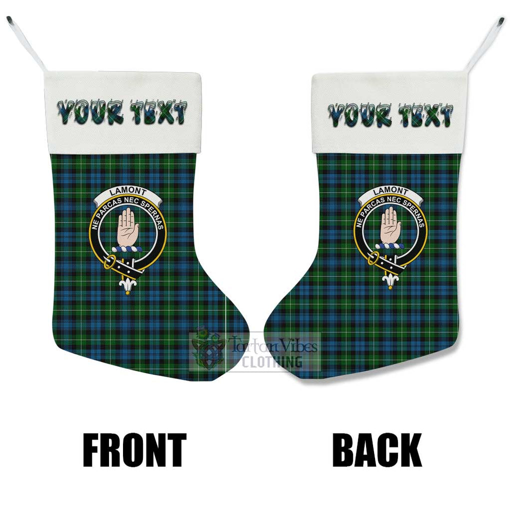 Tartan Vibes Clothing Lamont Tartan Family Crest Christmas Stocking with Personalized Text
