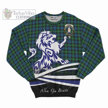 Lamont Tartan Sweatshirt with Alba Gu Brath Regal Lion Emblem - Tartanvibesclothing Shop