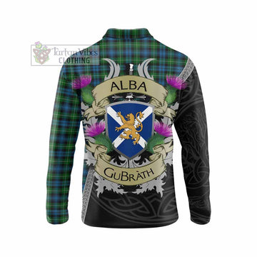 Tartan Vibes Clothing Lamont Tartan Family Crest Long Sleeve Polo Shirt Lion Rampant Royal Thistle Shield Celtic Inspired