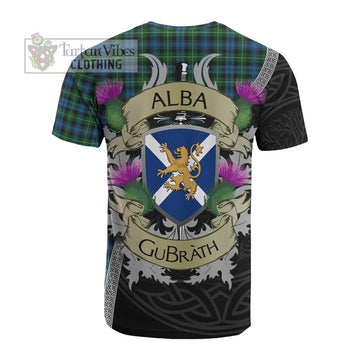 Tartan Vibes Clothing Lamont Tartan Family Crest Cotton T-shirt Lion Rampant Royal Thistle Shield Celtic Inspired