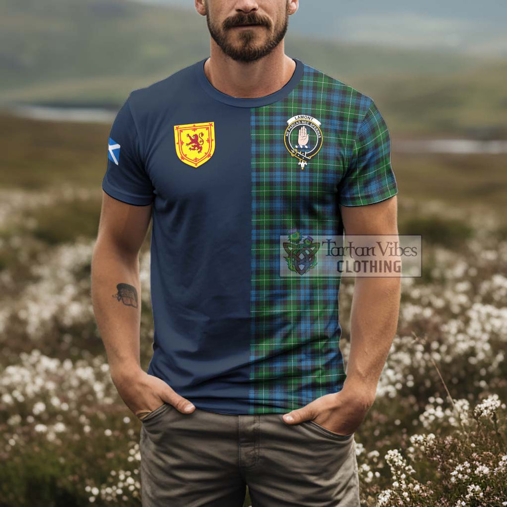 Lamont Tartan T-Shirt Alba with Scottish Lion Royal Arm Half Style - Tartan Vibes Clothing