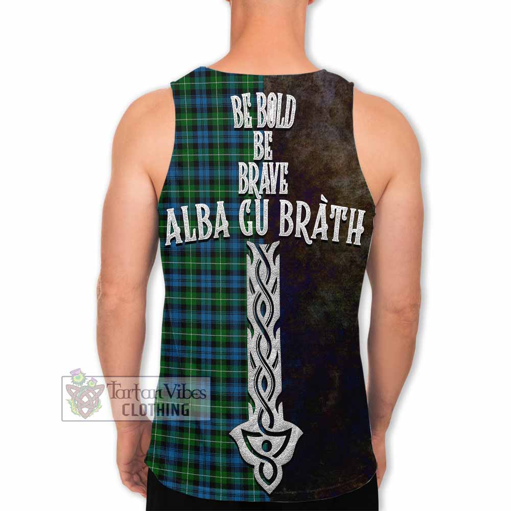 Tartan Vibes Clothing Lamont Tartan Family Crest Men's Tank Top Alba Gu Brath Be Brave Lion Ancient Style