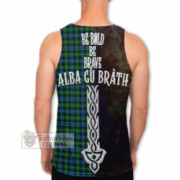 Tartan Vibes Clothing Lamont Tartan Family Crest Men's Tank Top Alba Gu Brath Be Brave Lion Ancient Style