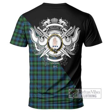 Lamont Tartan T-Shirt with Family Crest and Military Logo Style - Tartanvibesclothing Shop
