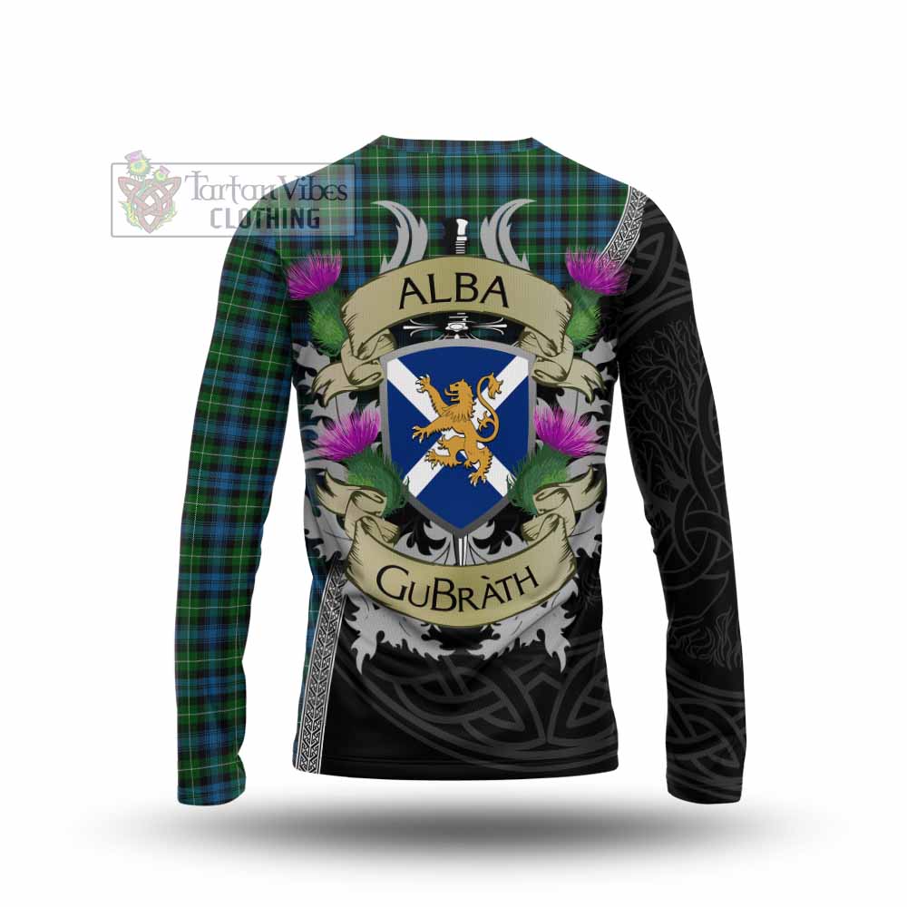 Tartan Vibes Clothing Lamont Tartan Family Crest Long Sleeve T-Shirt Lion Rampant Royal Thistle Shield Celtic Inspired