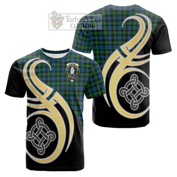 Tartan Vibes Clothing Lamont Tartan Cotton T-shirt with Family Crest and Celtic Symbol Style