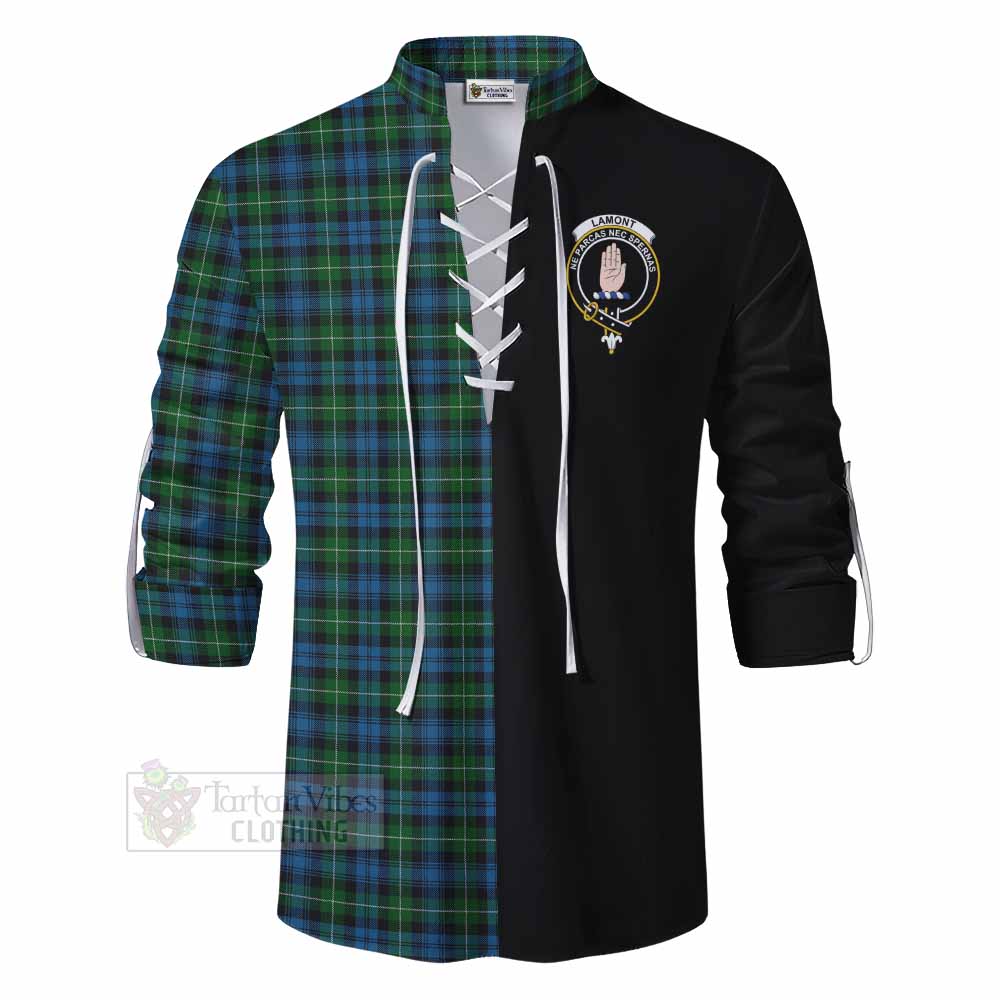 Tartan Vibes Clothing Lamont Tartan Ghillie Kilt Shirt with Family Crest and Half Of Me Style