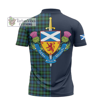 Tartan Vibes Clothing Lamont Tartan Zipper Polo Shirt with Scottish Lion Royal Arm Half Style