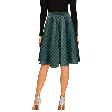 Lamont Tartan Melete Pleated Midi Skirt Cross Style