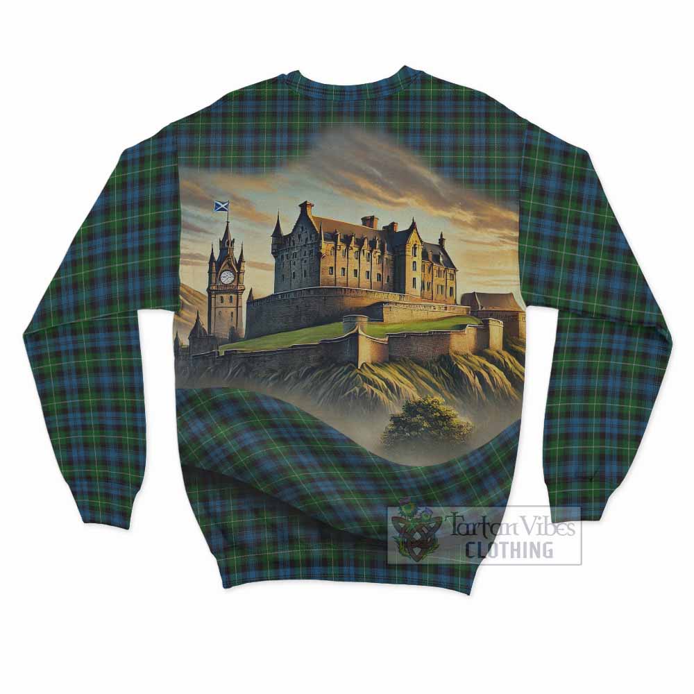 Tartan Vibes Clothing Lamont Tartan Family Crest Sweatshirt with Scottish Ancient Castle Style