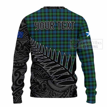 Tartan Vibes Clothing Lamont Crest Tartan Knitted Sweater with New Zealand Silver Fern Half Style
