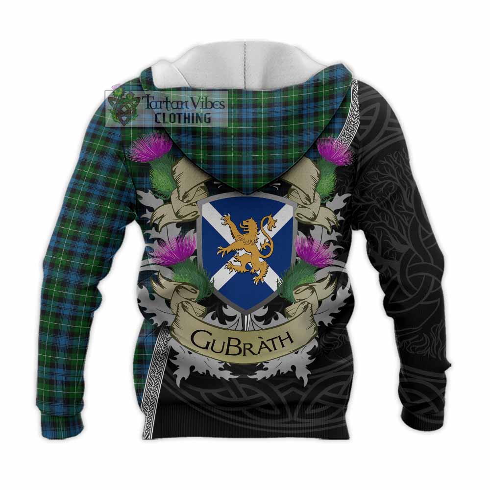 Tartan Vibes Clothing Lamont Tartan Family Crest Knitted Hoodie Lion Rampant Royal Thistle Shield Celtic Inspired