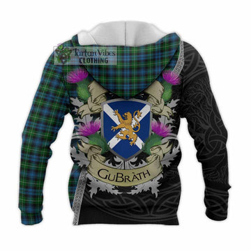 Tartan Vibes Clothing Lamont Tartan Family Crest Knitted Hoodie Lion Rampant Royal Thistle Shield Celtic Inspired