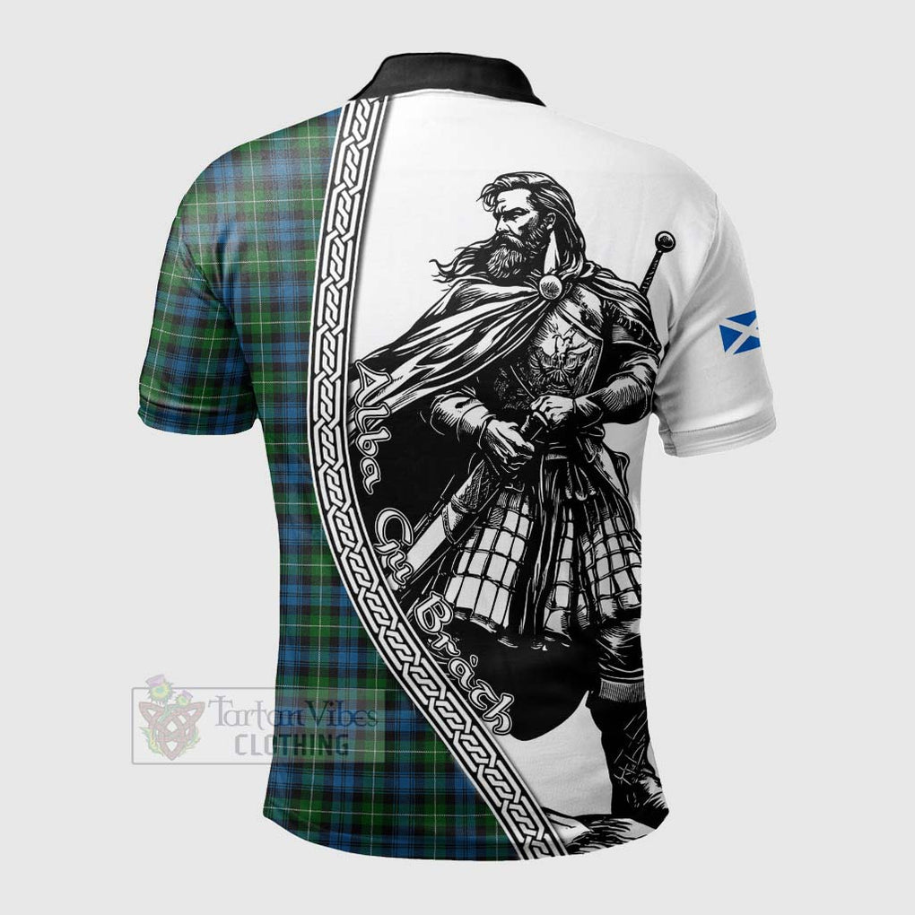 Lamont Tartan Clan Crest Polo Shirt with Highlander Warrior Celtic Style - Tartan Vibes Clothing