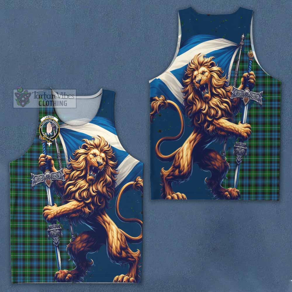 Tartan Vibes Clothing Lamont Tartan Family Crest Men's Tank Top with Scottish Majestic Lion