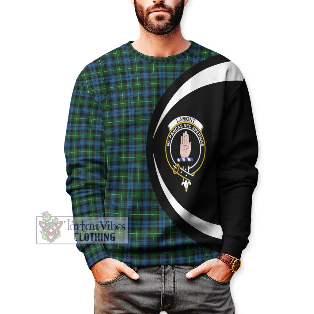 Lamont Tartan Sweatshirt with Family Crest Circle Style - Tartan Vibes Clothing